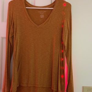 yellow and white striped american eagle top